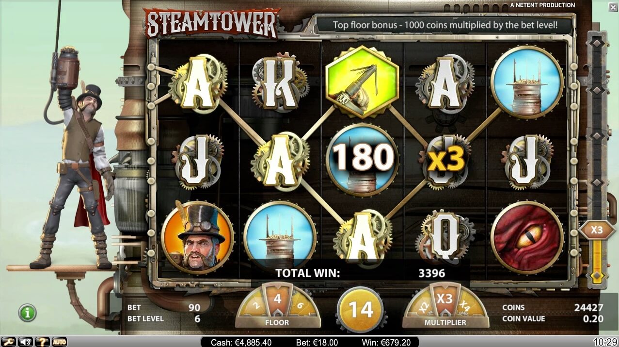 steam tower slots